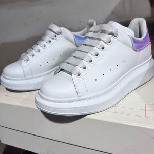 Alexander McQueen White and Iridescent Sneakers